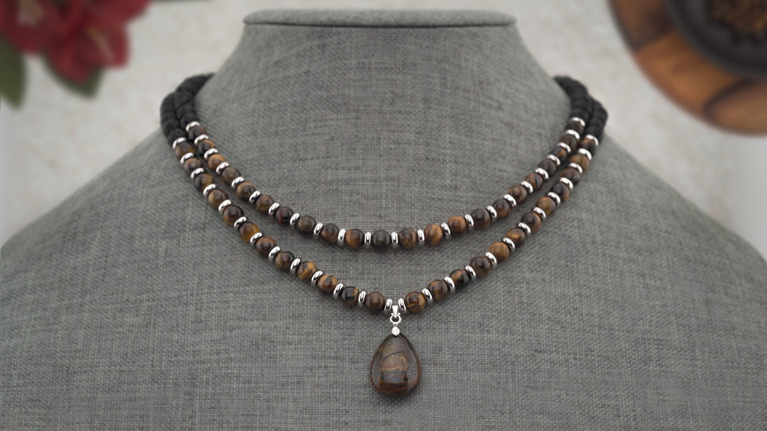 Double Strand Gemstone Necklace with Teardrop Pendant Tutorial