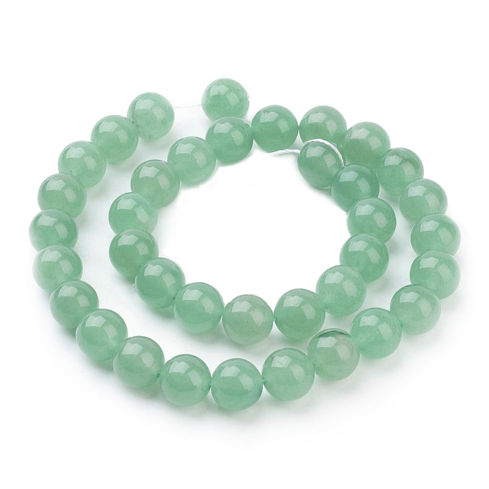 Natural Green Aventurine Beads, Green Color. High Quality Semi-Precious Gemstone Beads for DIY Jewelry Making.   Size: 6mm Diameter, Hole: 0.8mm, approx. 60-63 pcs/strand 15" Inches Long.   Material: Genuine Natural Green Aventurine Stone Loose Beads, Green Color.  Polished Finish.   Green Aventurine Properties:  Green Aventurine Stone provides Courage, Confidence, Happiness and Strength. It's Believed to Increase Optimism and the Will Power to Take Action. 