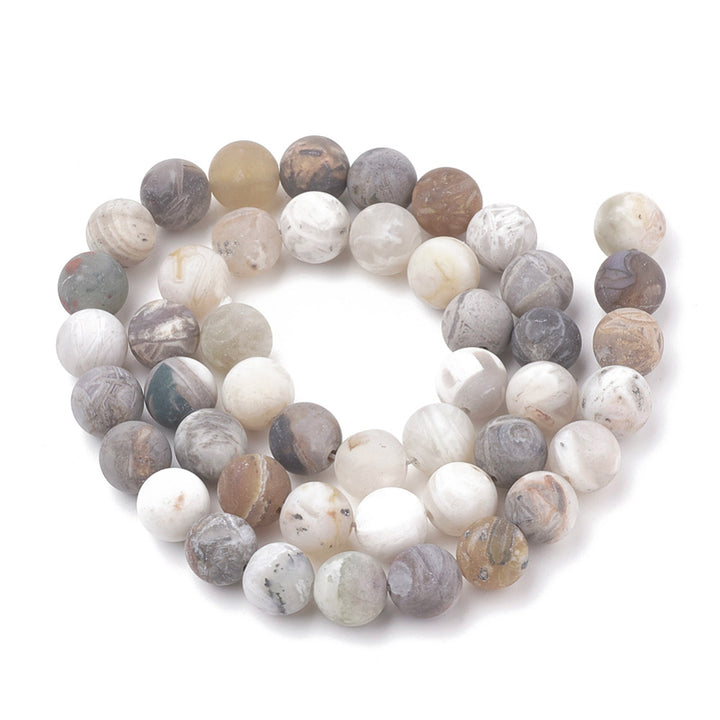 Bamboo Leaf Agate Beads, Matte Semi-Precious Stone, 10mm, 40pcs/strand