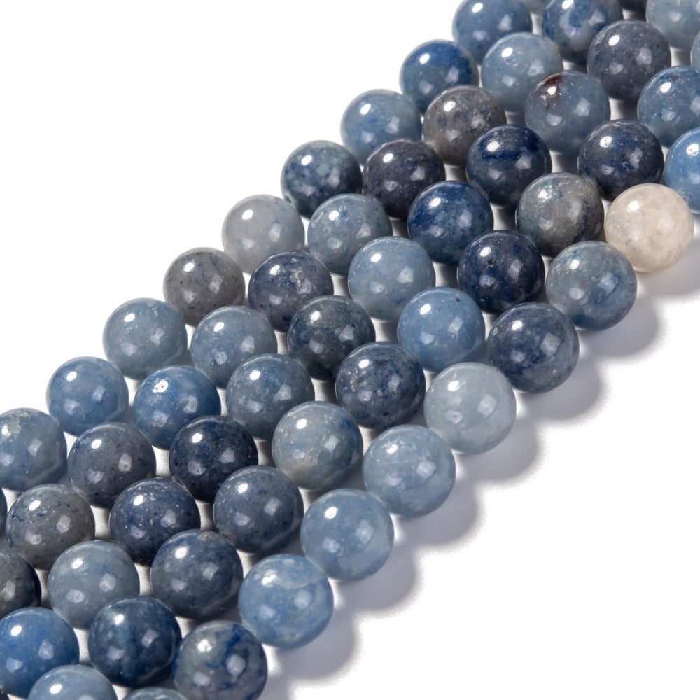 Blue Aventurine Beads, Blue Color. Semi-Precious Gemstone Beads for DIY Jewelry Making.   Size: 4mm Diameter, Hole: 0.6mm, approx. 92-94pcs/strand 14.5" Inches Long.  Material: Genuine Natural Aventurine Stone Loose Beads, Blue Color.  Polished Finish. 