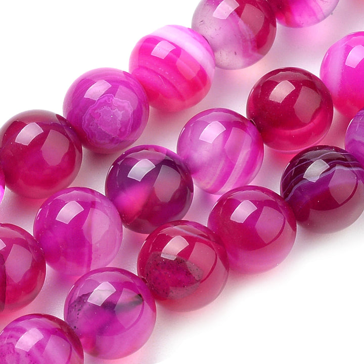 Striped Banded Agate Beads, Fuchsia Color, 4mm, 91pcs/strand