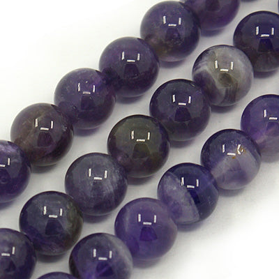 Natural Amethyst Beads, Round, Purple Color. Grade AB Semi-Precious Gemstone Beads for DIY Jewelry Making. Gorgeous,   Size: 14mm Diameter, Hole: 1mm; approx. 26-28pcs/strand.  Material: Grade "AB" Natural Amethyst Beads, Dark Purple Color. Polished, Shinny Finish. 