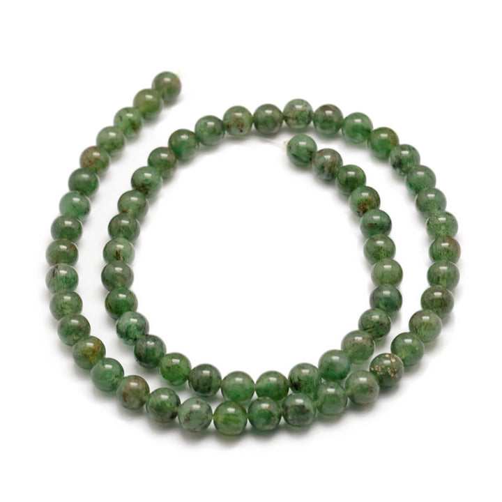 Natural Green Aventurine Beads, Green Color. Semi-precious Gemstone Beads for DIY Jewelry Making. Great for Stretch Bracelets.  Size: 4mm Diameter, Hole: 0.8mm, approx. 88 pcs/strand 15" Inches Long.   Material: Genuine Natural Green Aventurine Stone Loose Beads, Green Color. Shinny, Polished Finish. 