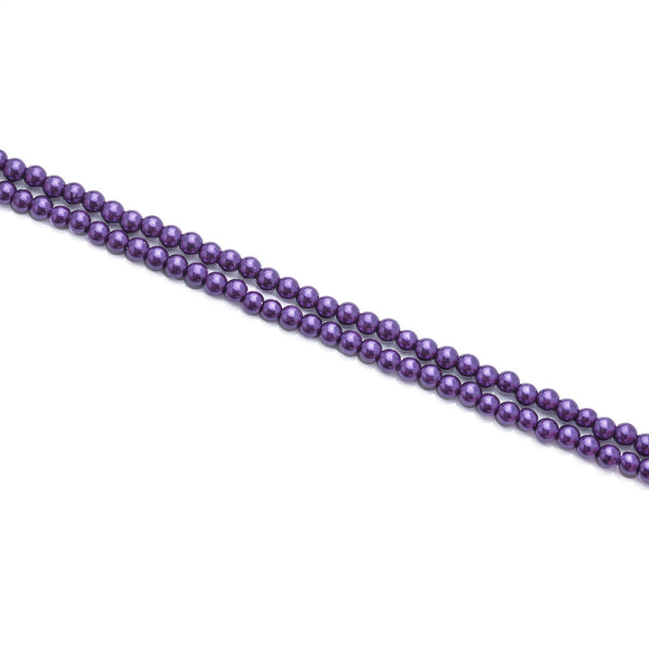 Glass Pearl Beads Strands, Round,  Color Pearls. Metallic Purple Beads for DIY Jewelry Making or DIY Arts and Crafts. Great Beads for Bracelets and Necklaces.  Size: 6mm in diameter, hole: 0.8mm, approx. 140pcs/strand, 32 inches/strand.  Material: The Beads are Made from Glass. Metallic Purple Colored Beads. Polished, Shinny Finish.