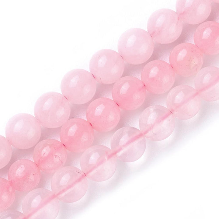 Natural Rose Quartz Beads, Round. Pink Quartz Beads. Semi-precious Gemstone Beads for DIY Jewelry Making. Soft Pink, Rose Quartz Beads for Making Jewelry.  Size: 14mm Diameter, Hole: 1mm; approx. 27-28pcs/strand, 15" inches long.