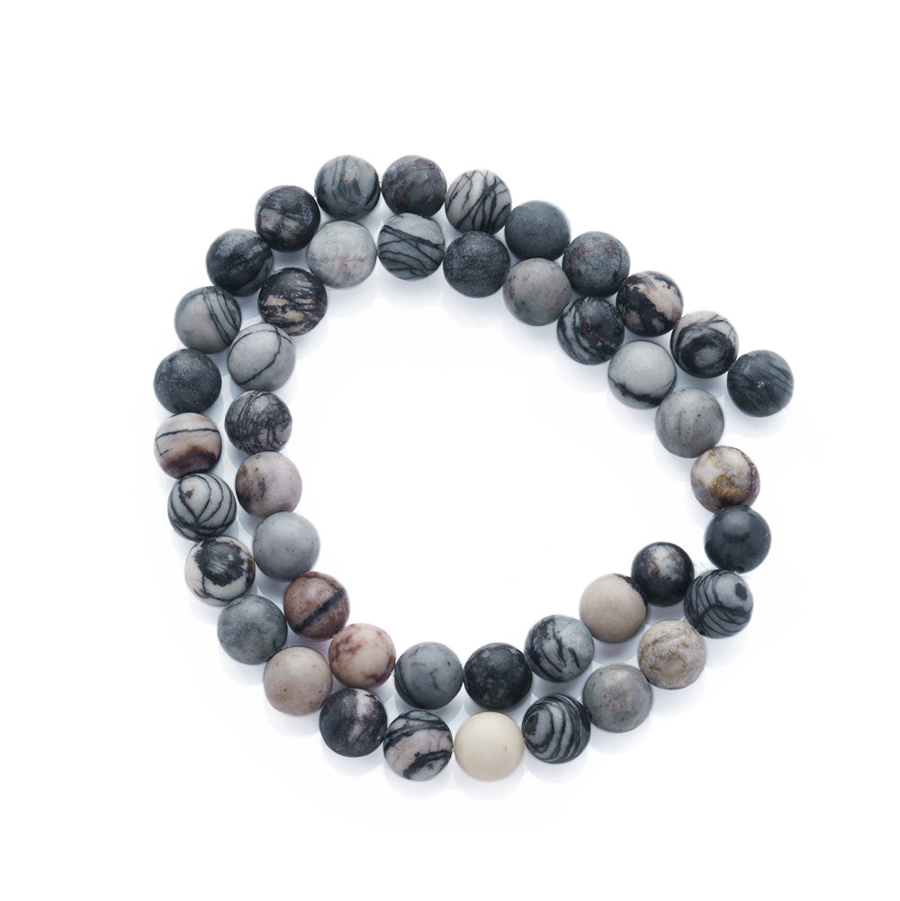 Natural Black Silk Stone Bead Strands, Round, Dark Multi-Color Beads, Semi-Precious Gemstone Beads for Jewelry Making. Affordable High Quality Beads for Jewelry Making.  Size: 6mm in diameter, hole: 0.5mm; approx. 58pcs/strand, 15" inches long. bead lot, beads and more. beadlotcanada.