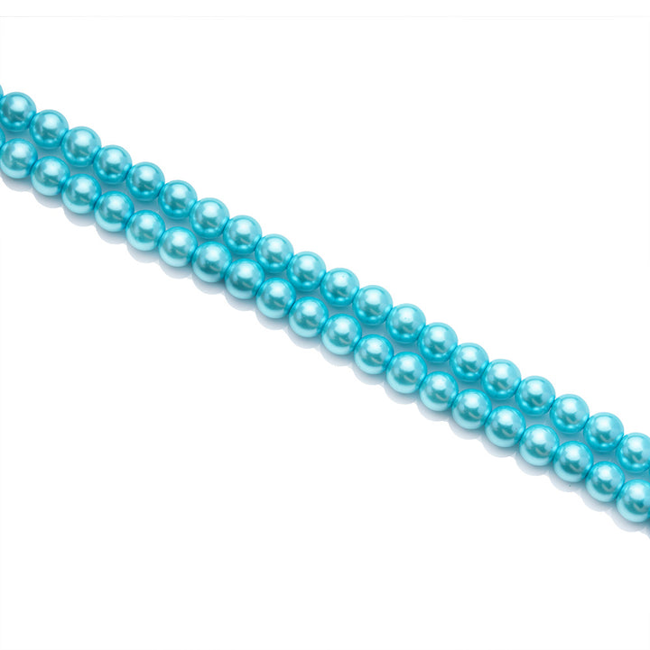 Glass Pearl Beads Strands, Round, Baby Blue Color Pearls. Metallic Baby Blue Beads.  Size: 8mm in diameter, hole: 1~1.5mm, approx.110pcs/strand, 32 inches/strand  Material: The Beads are Made from Glass. Metallic Baby Blue Colored Beads. Polished, Shinny Finish. www.beadlot.com