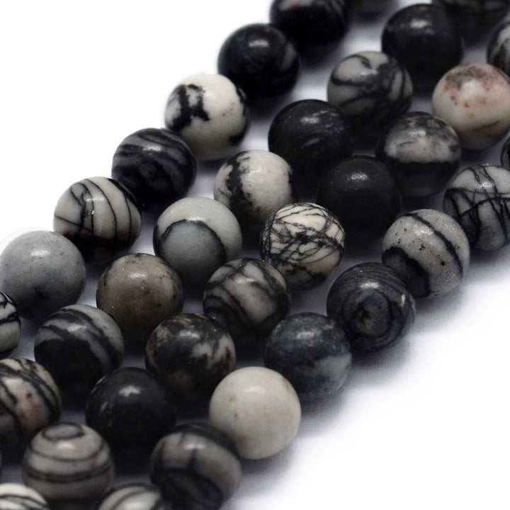 Black Silk Stone Beads, Semi-Precious Stone, 8mm, 44pcs/strand