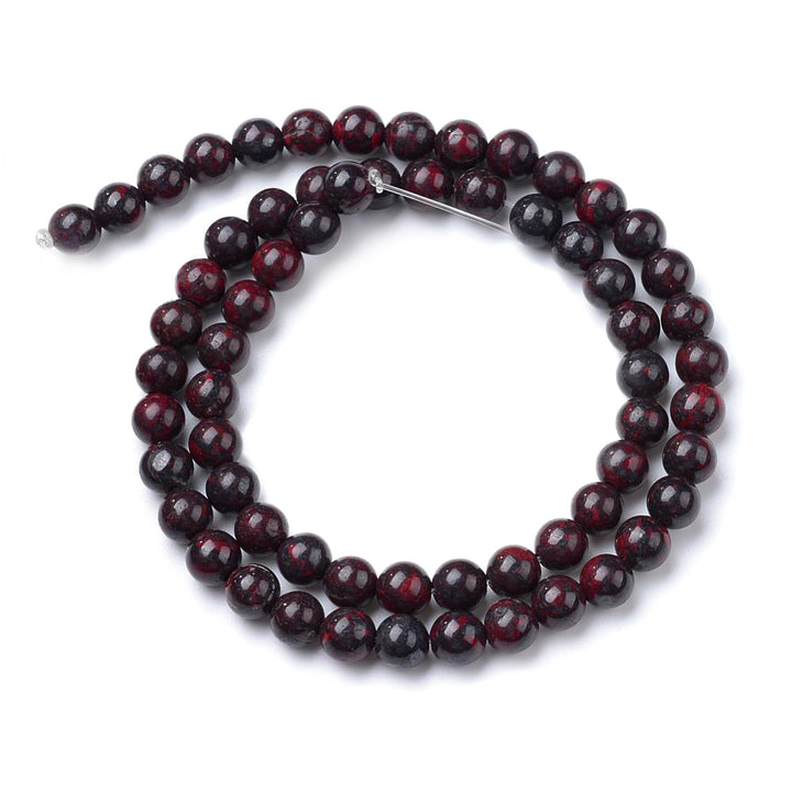 Bloodstone Beads, Natural Heliotrope Semi-Precious Stone Beads.  Size: 4mm Diameter, Hole: 0.5mm; approx. 84pcs/strand, 14.5" Inches Long  Material: Genuine Heliotrope Stone Beads; Bloodstone Beads. Polished, Shinny Finish.