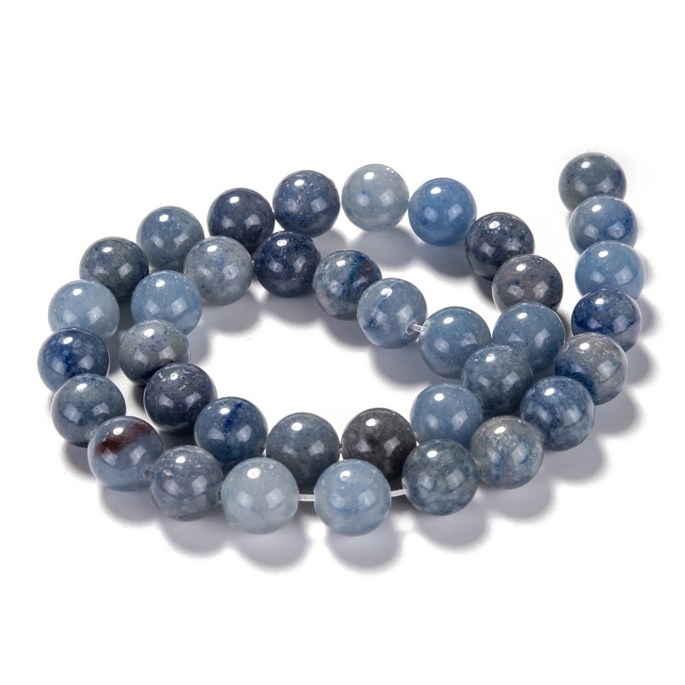 Blue Aventurine Beads, Blue Color. Semi-Precious Gemstone Beads for DIY Jewelry Making.   Size: 8mm Diameter, Hole: 1mm, approx. 46-48 pcs/strand 15" Inches Long.   Material: Genuine Natural Aventurine Stone Loose Beads, Blue Color.  Polished Finish. 