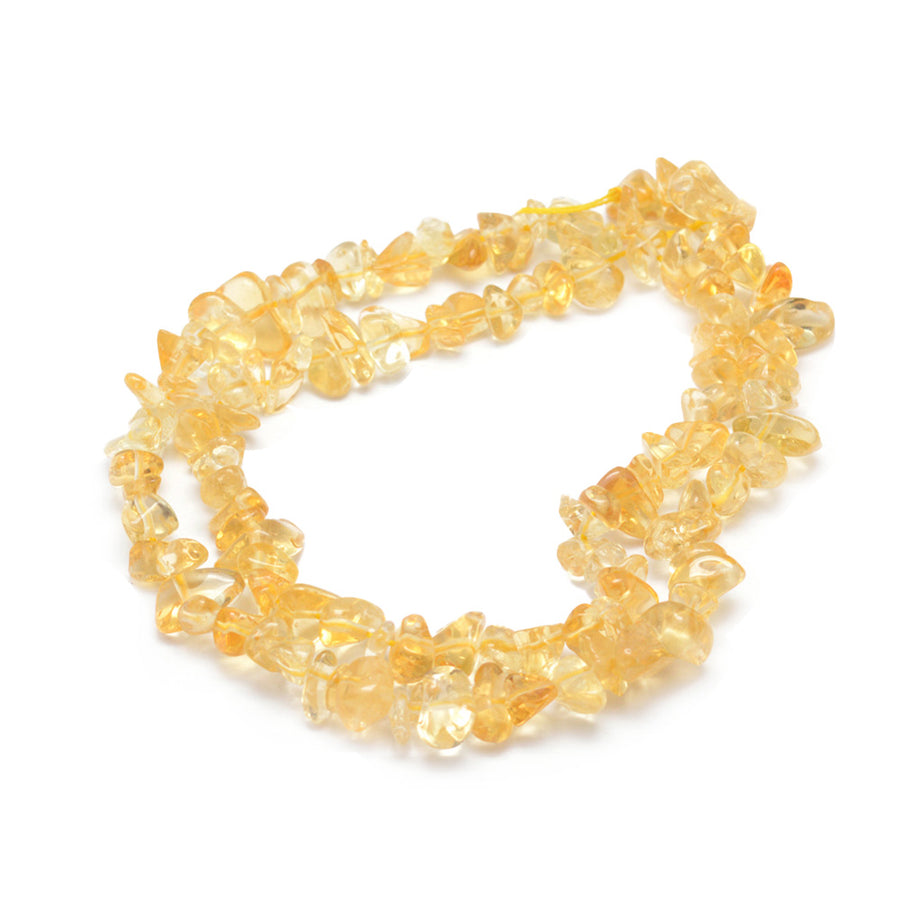 Citrine Chip Beads, Yellow color Semi-Precious Stone Chips.  Size: approx. 5-8mm wide, 5-8mm long, hole: 1mm; approx. 16 inches long.  Material: Premium Grade Genuine Natural Citrine Chip Beads. Yellow Colored Chip Beads. Polished, Shinny Finish.