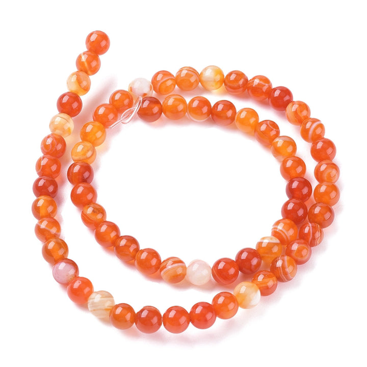 Striped Banded Agate Beads, Orange Color, 8mm, 47pcs/strand