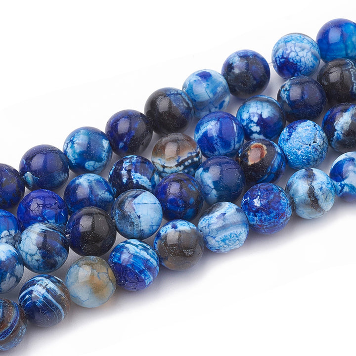 Crackle Agate Beads, Semi-Precious Stone, Dark Blue, 8mm, 46pcs/strand