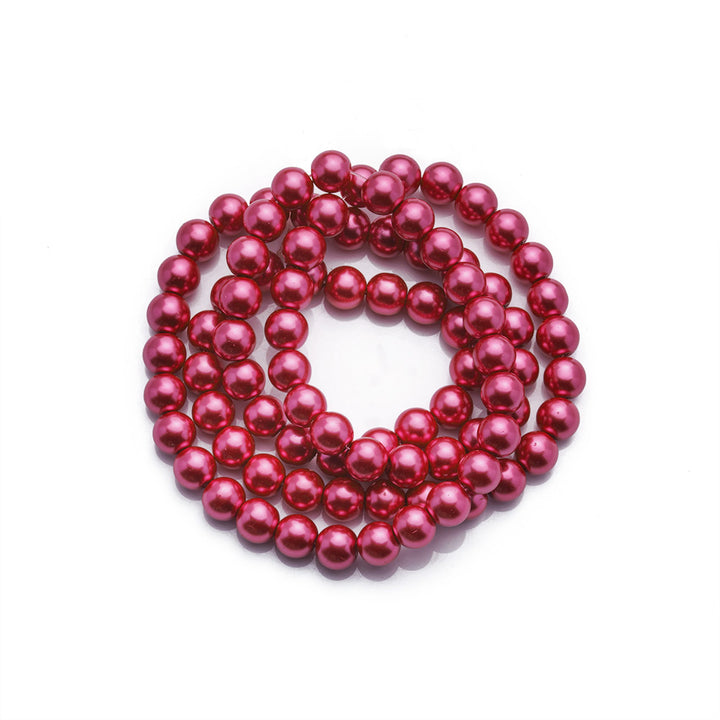 Glass Pearl Beads, Dark Metallic Magenta, 8mm, 110pcs/strand