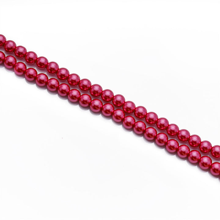 Glass Pearl Beads Strands, Round, Dark Metallic Pink Color Pearls. Metallic Wine Beads.  Size: 6mm in diameter, hole: 0.5mm, about 140pcs/strand, 32 inches/strand.   Wide Usage: Glass Pearl Beads are Excellent for Beading,  Jewelry Design, DIY Gifts, Hand Crafts, Necklace and Bracelet Making. 