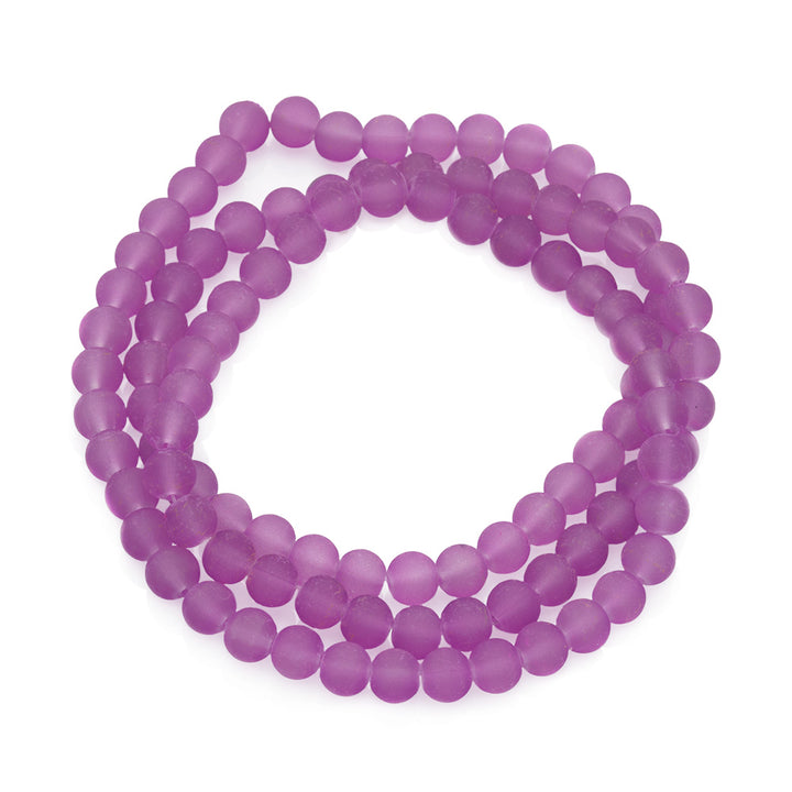 Frosted Glass Beads, Purple Color, 6mm, 135pcs/strand