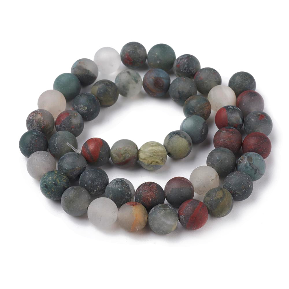 African Bloodstone Beads, Heliotrope Matte Semi-Precious Stone, 8mm, 46pcs/strand