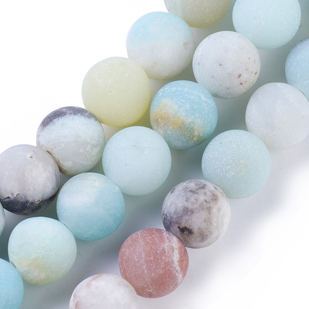 Matte Amazonite Beads, Round. Semi-Precious Amazonite Beads for DIY Jewelry Making.   Size: 4mm in diameter, hole: 1mm, approx. 87pcs/strand, 15 inches.  Material: Genuine Frosted Amazonite Unpolished, Loose Gemstone Beads, High Quality Stone Beads. Multi-Color, Matte Finish. 