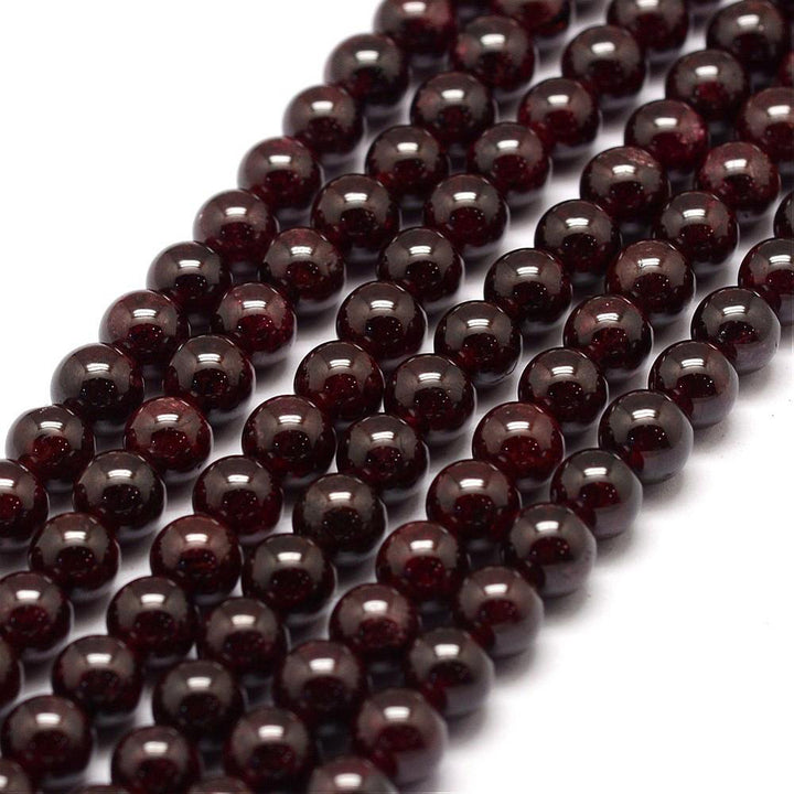 Garnet Beads, HQ Semi-Precious Stone, 6-6.5mm, 62pcs/strand