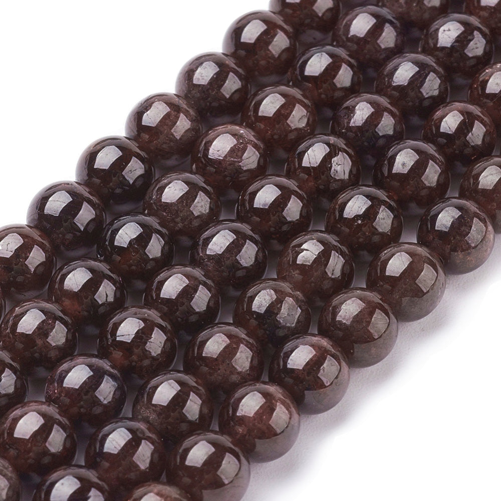 Dark Red Garnet Beads, Round, Red Color. Semi-Precious Gemstone Beads for Jewelry Making. Great for Stretch Bracelets and Necklaces.  Size: 6mm Diameter, Hole: 1mm; approx. 60pcs/strand, 14.5" Inches Long.  Material: Natural Dark Red Garnet Stone Beads. Polished, Shinny Finish.