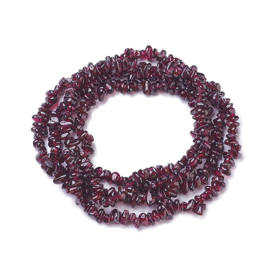 Genuine Garnet Chip Beads, Multi-color, Dark Red Color. Semi-Precious Stone Chips for Jewelry Making. Affordable High Quality Beads.  Size: approx. 4-8mm wide, 3-9mm long, Hole: 0.8mm; approx. 33.5 inches long.  Material: Premium Grade Natural Garnet Chip Bead Strands. Dark Red Garnet Chips. Polished, Shinny Finish.