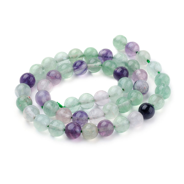 Natural Fluorite Beads, Round, Fluorite Gemstone Beads for DIY Jewelry Making.   Size: 8mm in diameter, hole: 1mm; approx. 48pcs/strand, 15 inches long.   Material: Grade AB Natural Fluorite Beads, Polished Finish. 