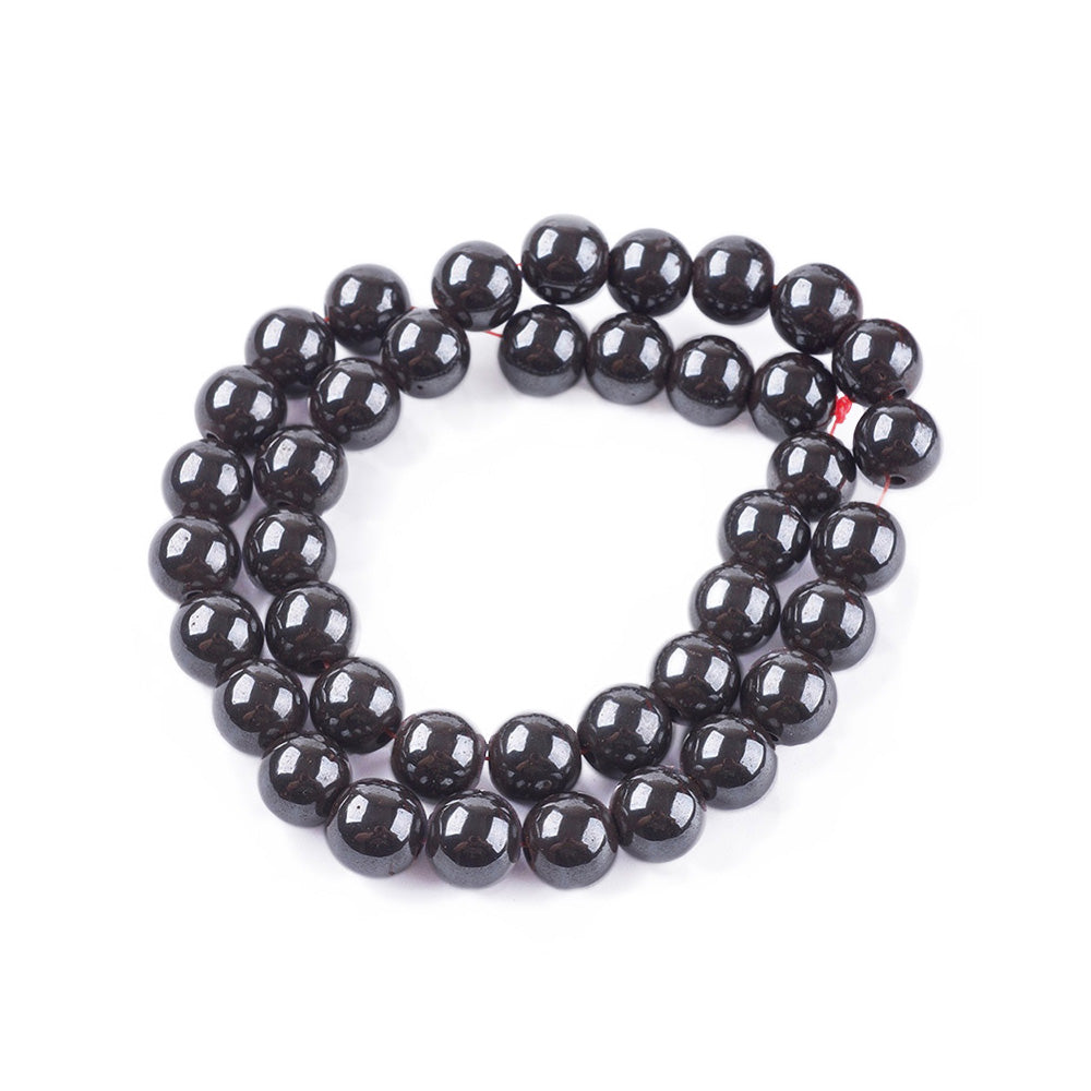 10mm Magnetic Hematite Bead Strands, Round, Metallic Gunmetal Black Color. Semi-Precious Stone Beads for Jewelry Making. Affordable High Quality Beads for Jewelry Making.