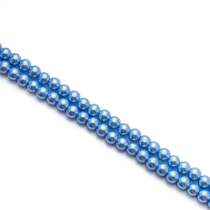 Glass Pearl Beads Strands, Round, Ice Blue Color Glass Pearl Colorful Beads Size: approx. 10mm in diameter, hole: 1~1.5mm, about 85pcs/strand, 32 inches/strand.  Wide Usage: Glass Pearl Beads are Excellent for Beading,  Jewelry Design, DIY Gifts, Hand Crafts, Necklace and Bracelet Making. 