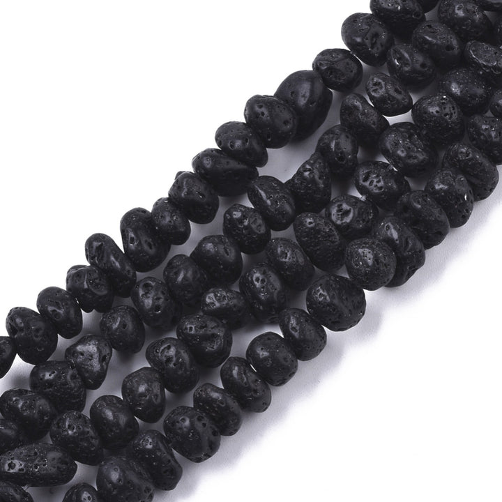 Lava Rock Nugget Beads, Semi-Precious Stone, Black Color, 6-10mm, 75pcs/strand