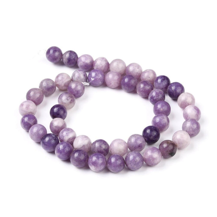 Lepidolite Beads, Round, Purple Color. Purple Mica Semi-Precious Gemstone Beads for DIY Jewelry Making.   Size: 6mm Diameter, Hole: 0.7mm; approx. 60-62pcs/strand, 15" Inches Long.  Material: Genuine Natural Lepidolite Beads, Light Purple Color. Polished, Shinny Finish. 