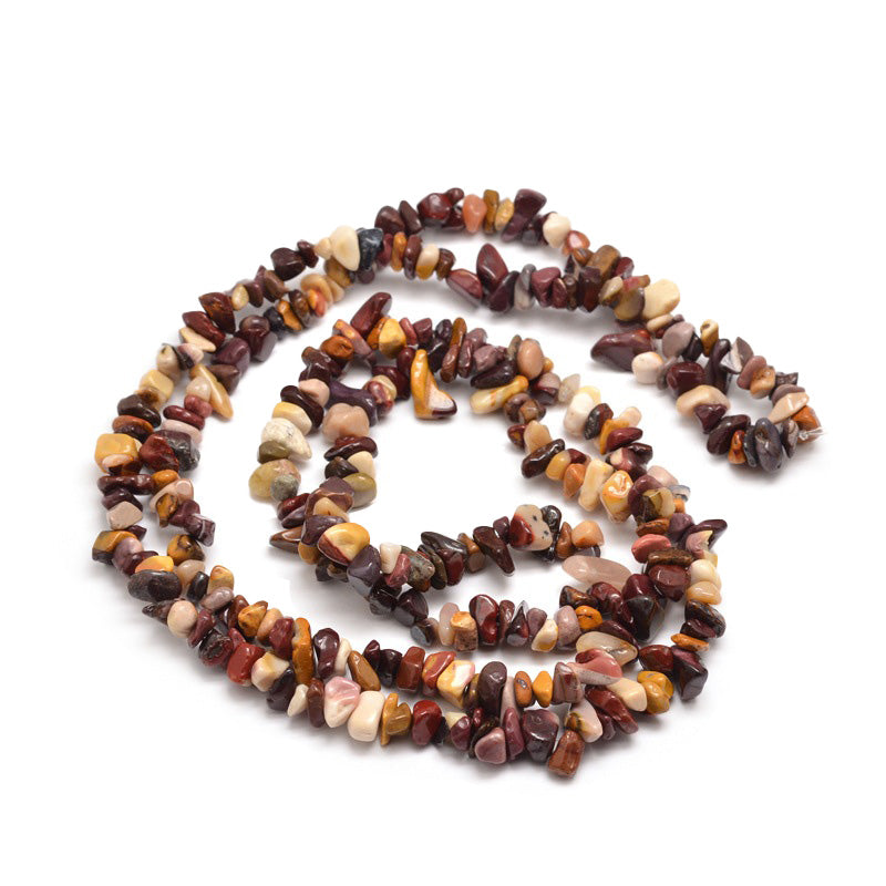 Mookaite Beads, Round, Multi-Color. Semi-Precious Mookaite Chips for Jewelry Making.   Size: 5-8mm Length and Width, Hole: 1mm; approx.  31.5" inches long.  Material: The Chip Beads are Natural Genuine Mookaite. Multi-Color. Polished, Shinny Finish.