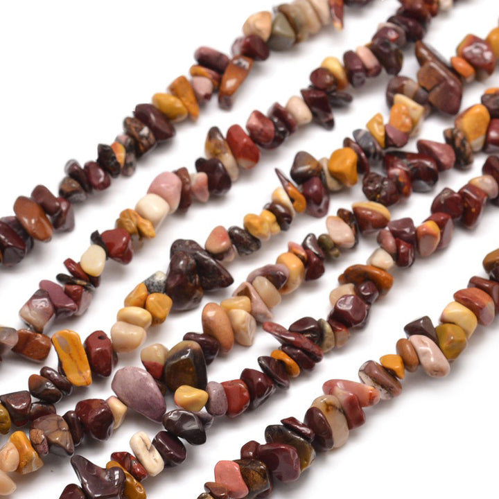 Mookaite Beads, Round, Multi-Color. Semi-Precious Mookaite Chips for Jewelry Making.   Size: 5-8mm Length and Width, Hole: 1mm; approx.  31.5" inches long.  Material: The Chip Beads are Natural Genuine Mookaite. Multi-Color. Polished, Shinny Finish.