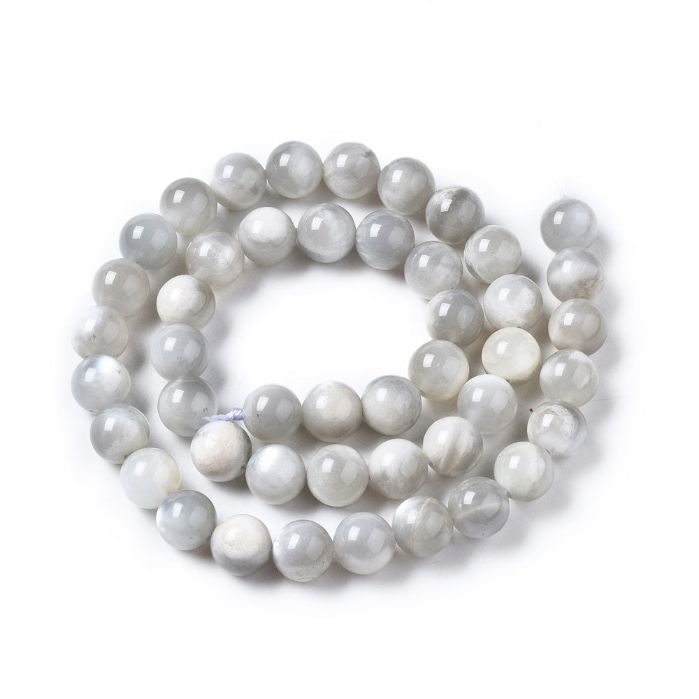 Moonstone Beads, Semi-Precious Stone, Grey White Color, 8mm, 48pcs/strand