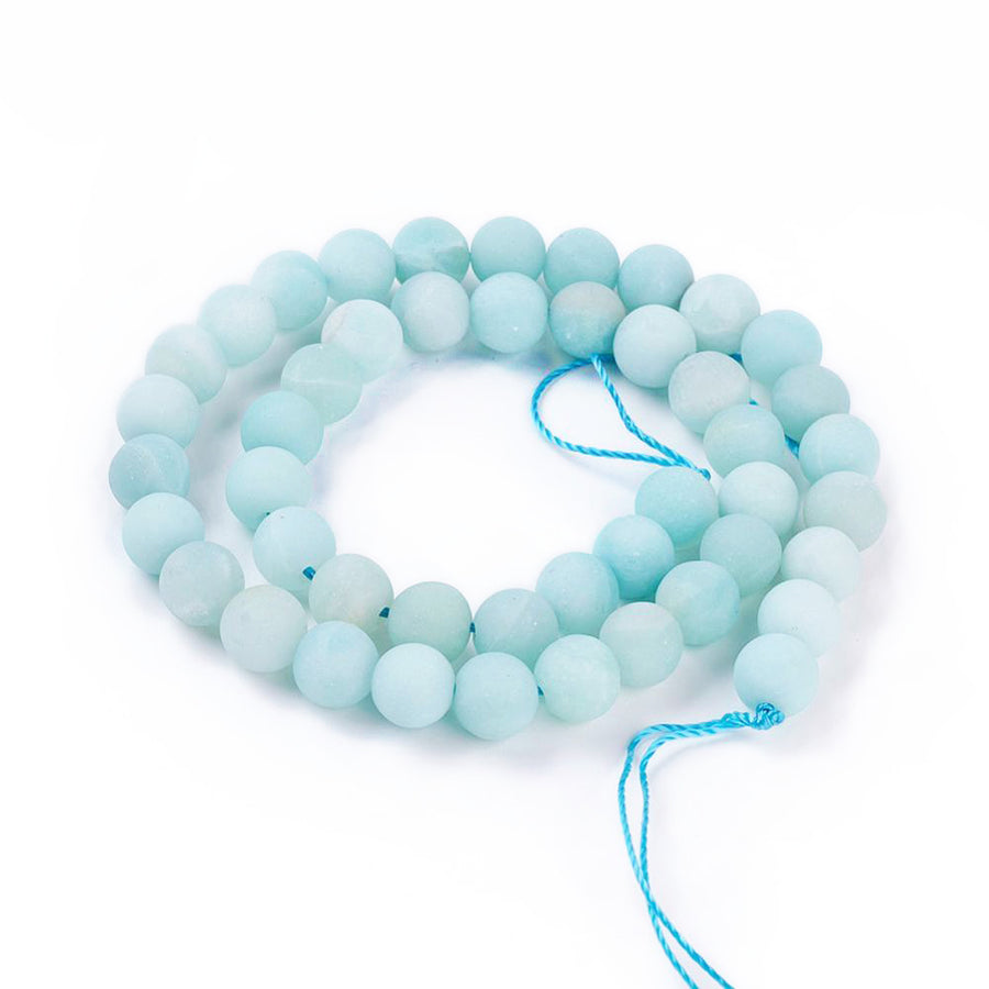 Beautiful Natural Amazonite Beads, Grade A, Frosted, Round. Matte Amazonite Gemstone Beads for DIY Jewelry Making.   Size: 8mm in diameter, hole: 1mm; about 46pcs/strand, 14.7" inches long.  Material: Grade "A" Genuine Multi-Colored Amazonite, Loose Stone Beads, High Quality Stone Beads. Multi-Color, Polished, Shinny Finish. 