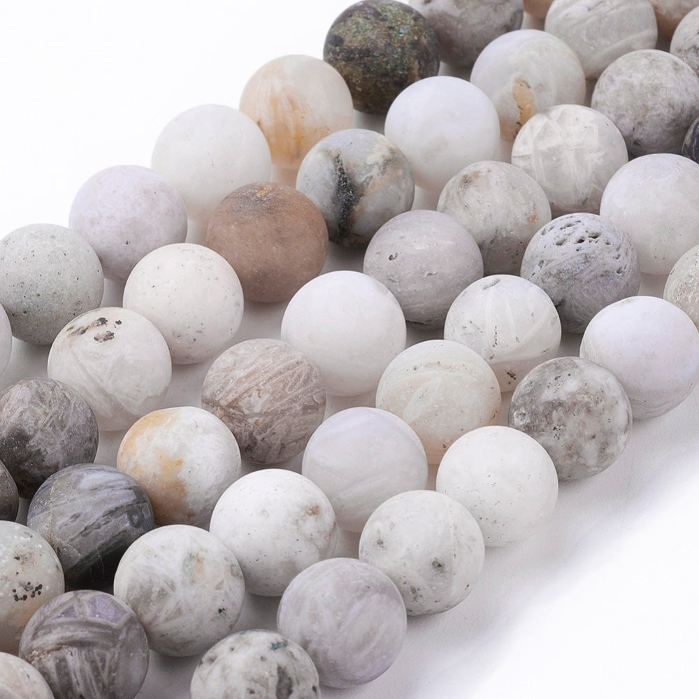 Bamboo Leaf Agate Beads, Matte Semi-Precious Stone, 10mm, 40pcs/strand