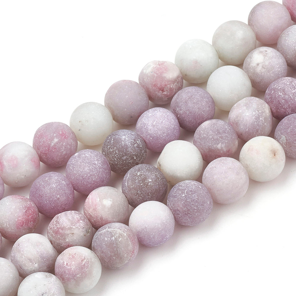 Natural Lilac Jade Beads, Round, Lilac Color. Semi-Precious Crystal Gemstone Beads for Jewelry Making. Lilac Jade Beads are Affordable and Great for Stretch Bracelets  Size: 4mm Diameter, Hole: 1mm; approx. 95pcs/strand, 15" inches long.  Material: The Beads are Natural Frosted Lilac Jade, Lilac Color. Matte Finish.