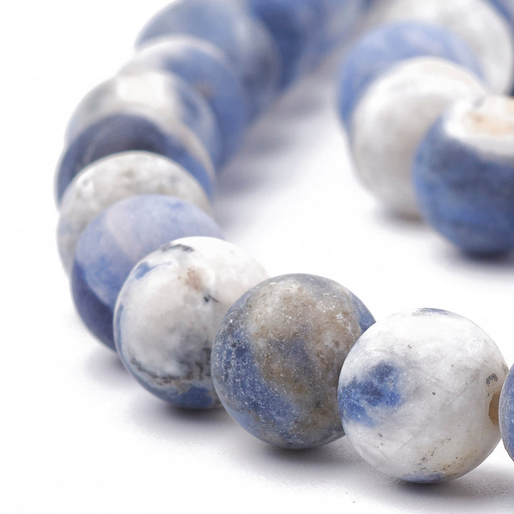 Matte Natural Sodalite Beads Strands, Round. Frosted South African Sodalite gemstone Beads for DIY Jewelry Making. Semi-precious Blue & White Sodalite Beads.