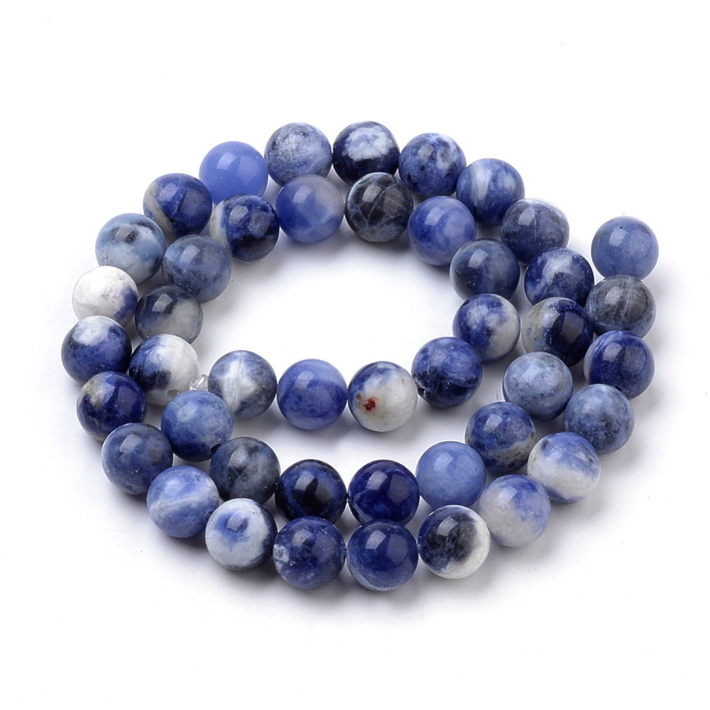 10mm Natural South Africa Sodalite Beads Strands, Round. South African Sodalite gemstone Beads for DIY Jewelry Making. Semi-precious Blue and White Sodalite Stone Beads.