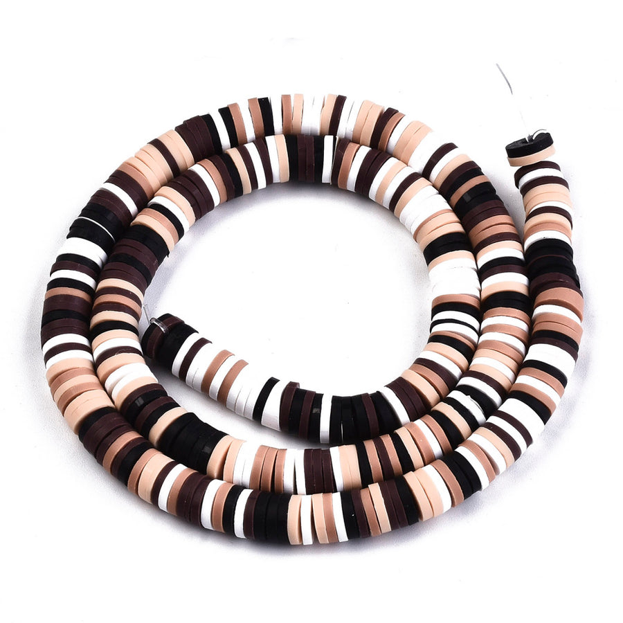 Heishi beads in polymer clay 5x1 mm Black and White x39 cm - Perles & Co