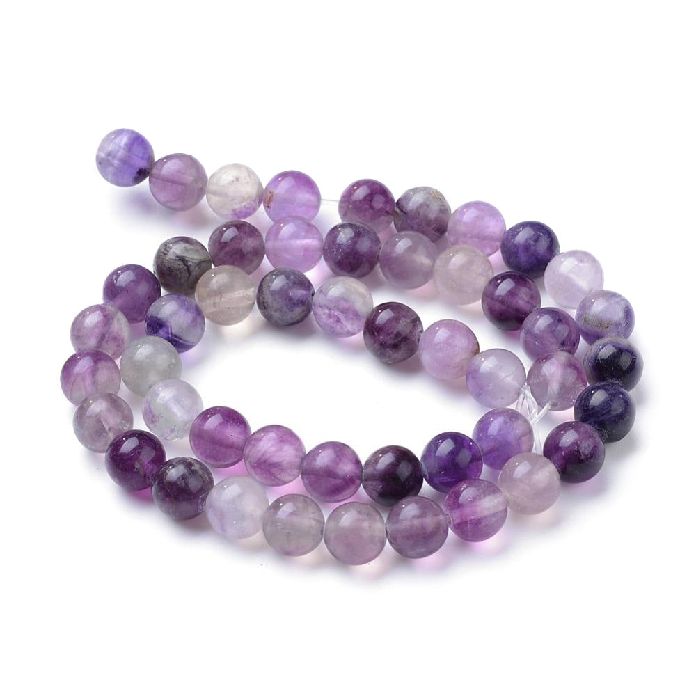 Purple Fluorite Beads, Round Gemstone Beads for DIY Jewelry Making. Semi-precious Fluorite Beads  Size: 6mm Diameter, Hole: 1mm; approx. 61pcs/strand, 15" inches long.  Material: Genuine Natural Purple Fluorite Beads, Loose Stone Beads, High Quality Polished Stone Beads. Shinny, Polished Finish. 