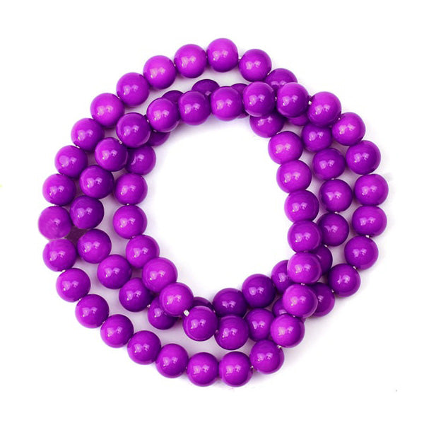 Glass Beads, Round, Bright Purple Color. Glass Bead Strands for DIY Jewelry Making. Affordable, Colorful Glass Beads. Great for Stretch Bracelets. Halloween Purple 10mm Beads