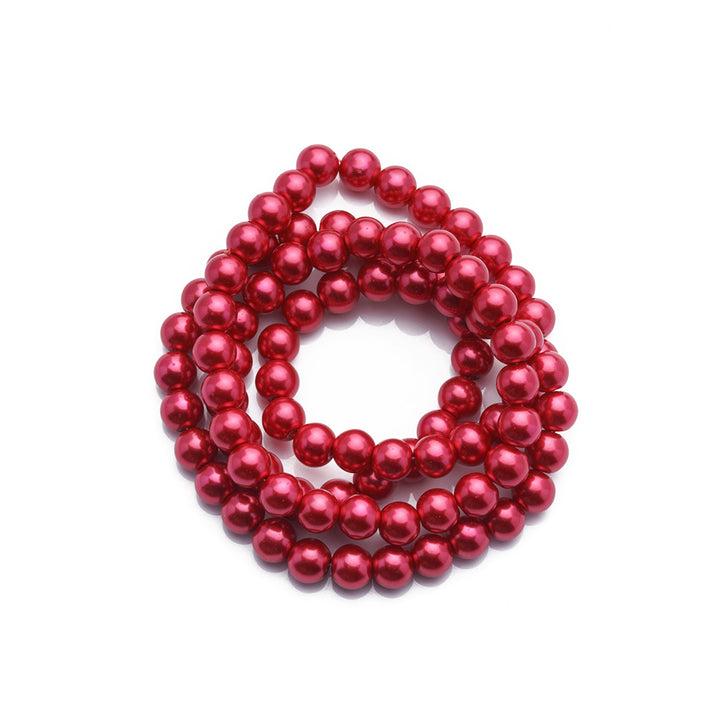 Glass Pearl Beads Strands, Round, Red Color Pearls. Metallic Red Beads for DIY Jewelry.  Size: 4mm in diameter, hole: 0.5mm, approx. 215pcs/strand, 32 inches/strand.  Material: The Beads are Made from Glass. Red Colored Beads. Polished, Shinny Finish. bead lot. beadlotcanada