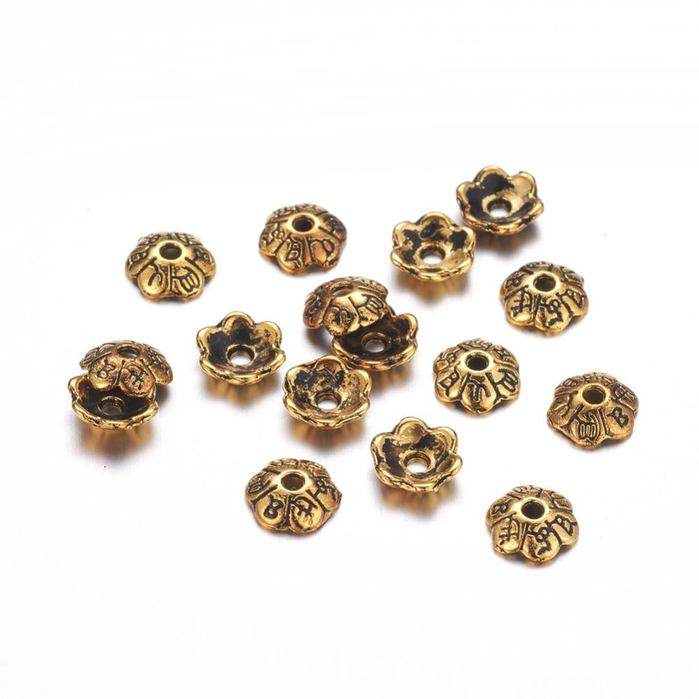 18K Gold Flower Beads Caps - Handmade Lotus Spaecr Beads - popular End Caps - Gold Beadcaps - 8mm End Beads Cap - Bead Findings