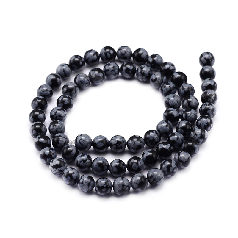 Snowflake Obsidian Beads, Semi-Precious Stone, 6mm, 58pcs/strand