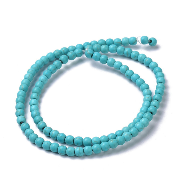 Synthetic Turquoise Round Bead Strands, 4mm, Hole: 1mm, approx. 90pcs/strand, 16"  inches.