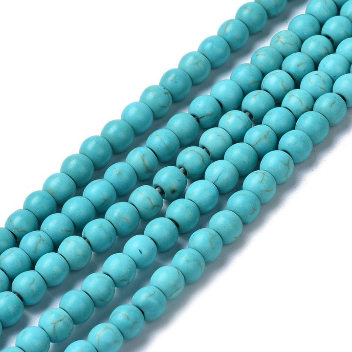 Synthetic Turquoise Round Bead Strands, 4mm, Hole: 1mm, approx. 90pcs/strand, 16"  inches.