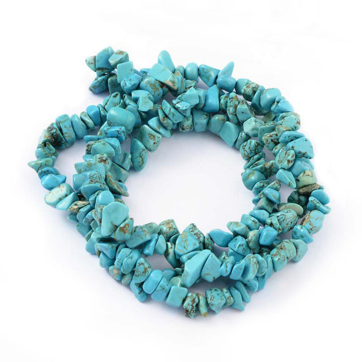 Powdered Blue Turquoise Chip Beads, Semi-Precious Stone Chips,  4-10x4-6mm, 210pcs/strand