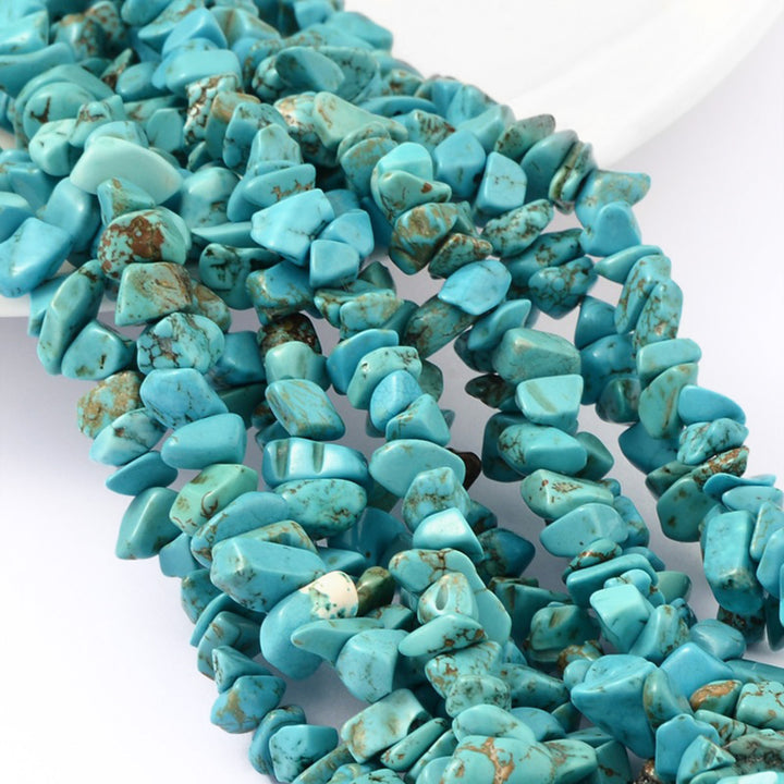 Powdered Blue Turquoise Chip Beads, Semi-Precious Stone Chips,  4-10x4-6mm, 210pcs/strand