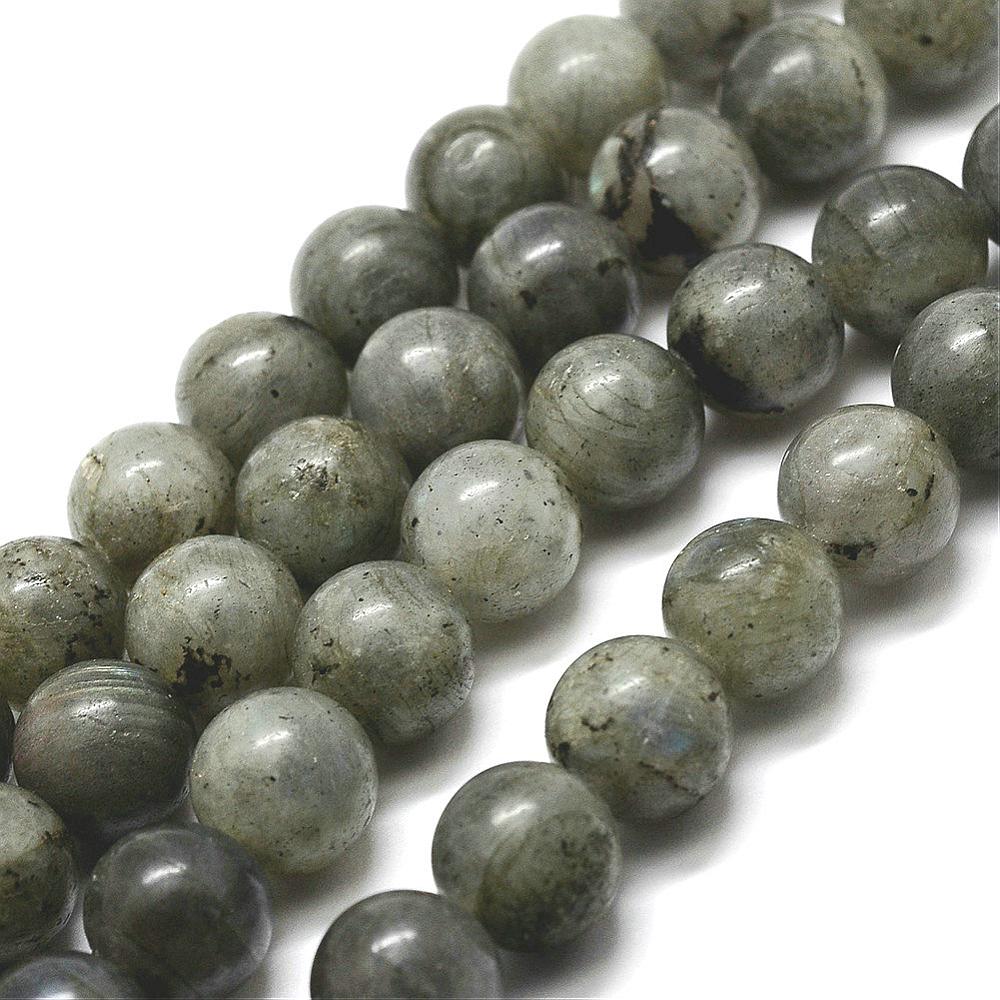 Labradorite Beads, Round, Grey Color. Semi-Precious Gemstone Beads for DIY Jewelry Making.   Size: 4mm Diameter, Hole: 0.8mm; approx. 90pcs/strand, 15" Inches Long.  Material: Natural Labradorite Beads. Grey Color. Polished, Shinny Finish.   Labradorite Properties: Labradorite is the Stone of Transformation. It is Believed to Protect Against Negative Energy, Calms an Overactive Mind, Reduces Fears & Insecurities and Relieves Stress & Anxiety. 