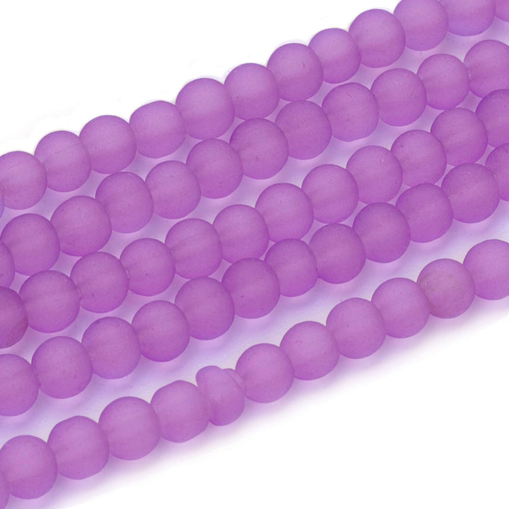 Frosted Glass Beads, Purple Color, 6mm, 135pcs/strand